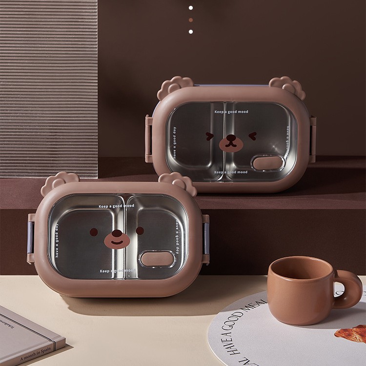 Fiambrera de acero inoxidable Coffee Bear-1 al azar