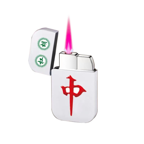 Mahjong lighter creative gas red fire fortune red medium lighter white small INS girl gift