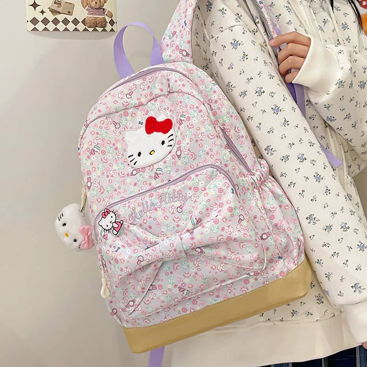 Милая рюкзак Hello Kitty для тинейджеров и студентов, вместительный, стильный, с возможностью подвески/без подвески