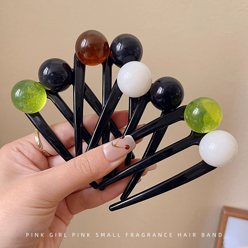 Horquilla en forma de U con cuentas de tres dientes de sentido avanzado Horquilla de cabeza de bola de viaje diario Horquilla de disco en la parte posterior de la cabeza Horquilla fija