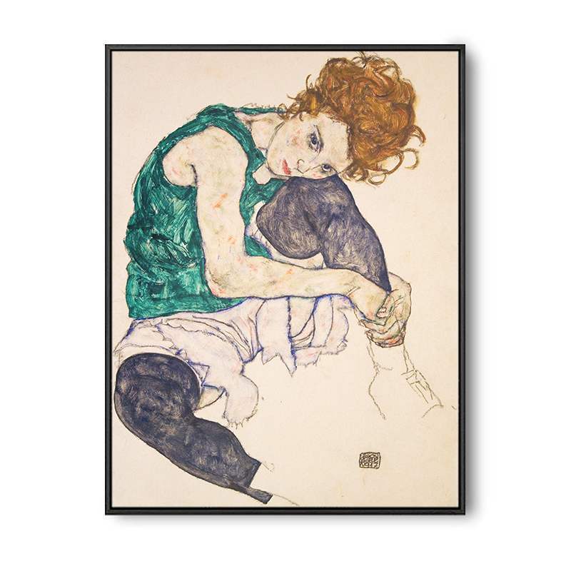 Egon Schiller Red-haired Girl Hanging Painting Austrian Imported Self-portrait Portrait Expressionist Niche Decorative Painting