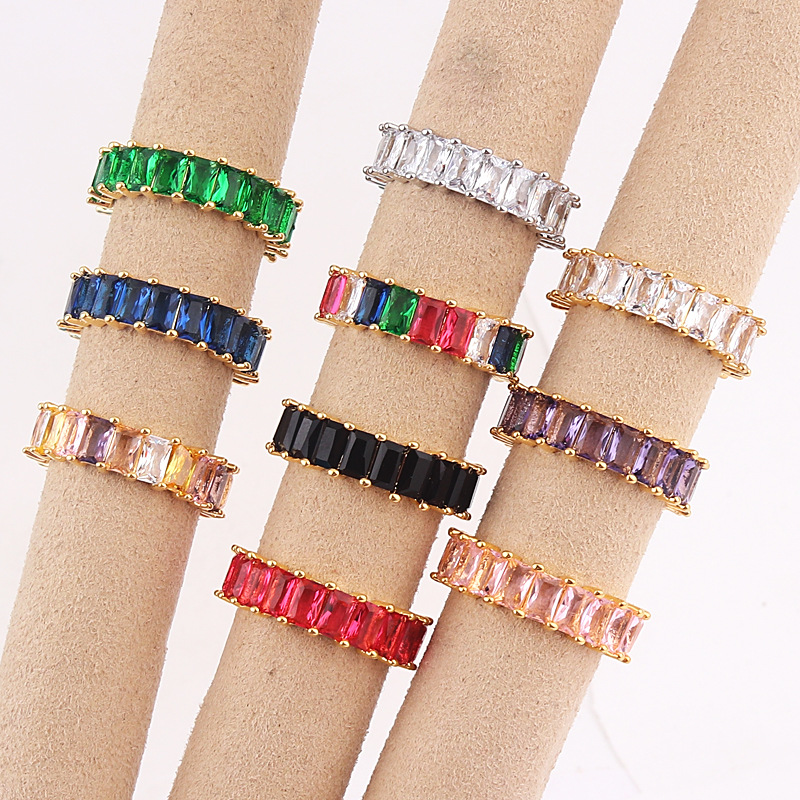 Fashion Geometric Copper Rings Inlay Zircon Copper Rings