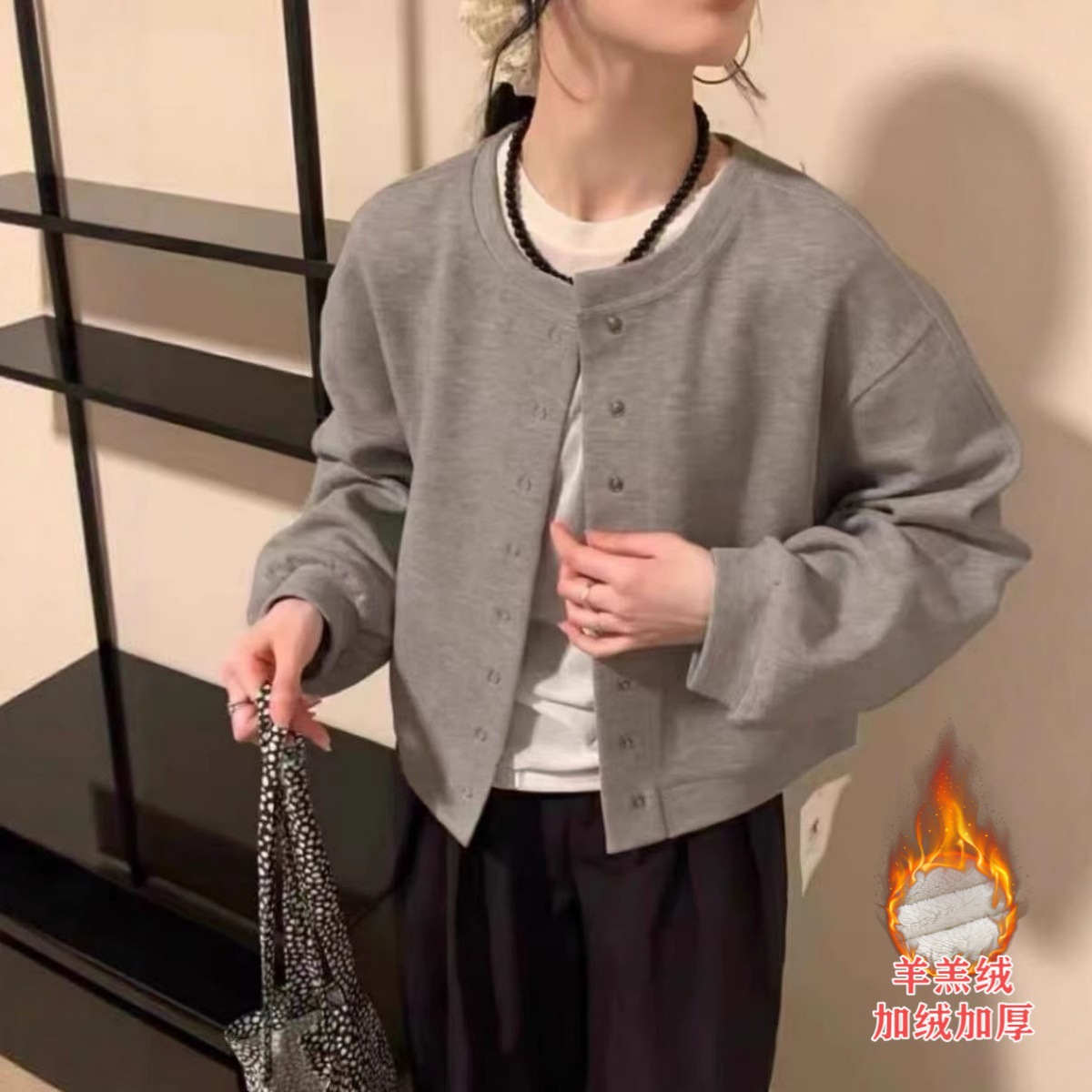 클래식 그레이 8버튼 정품 야구 유니폼(두꺼운 램스울 스타일)