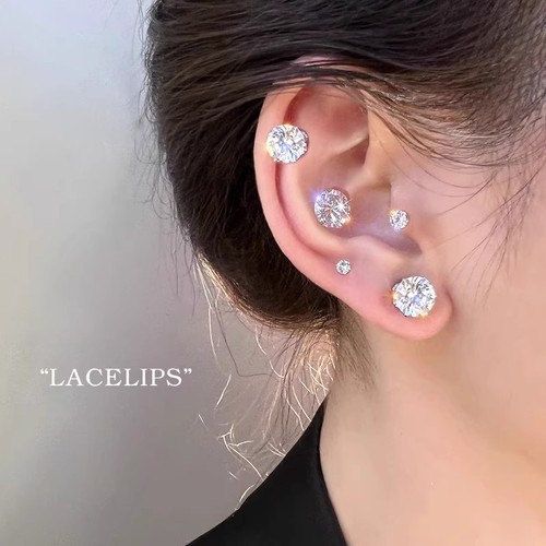 Super flash zircon high-end earrings, light luxury niche Internet celebrity all-match earrings, simple and fashionable ear-care, hole-free earrings