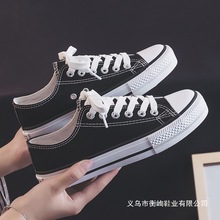 黑色帆布鞋女2025年新款春季ulzzang百搭布鞋ins潮学生情侣板鞋子