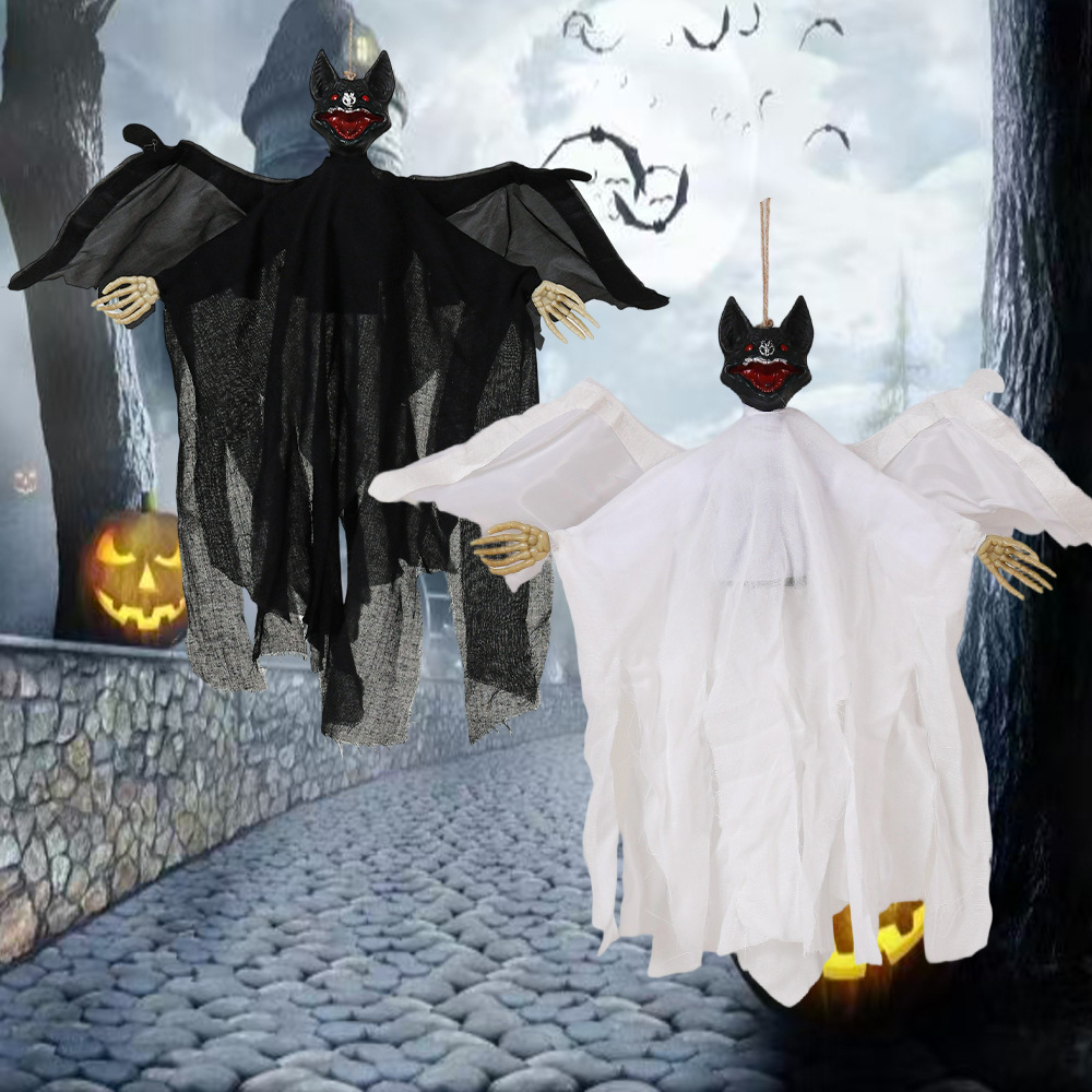 Halloween Hanging Ghost Tricky Toy Guión Matar murciélagos Flying Ghost Escena de terror Accesorios decorativos Calavera luminosa
