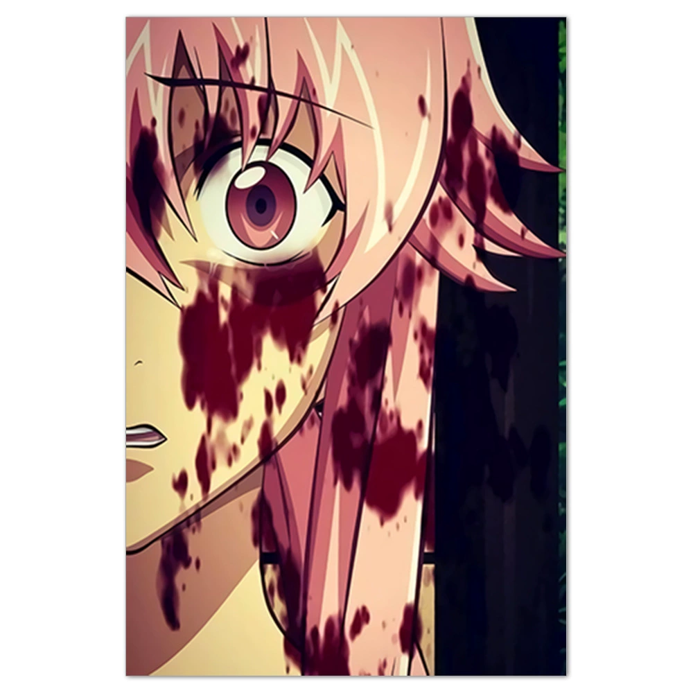 Плакат-наклейка Mirai Nikki (Future Diary) — аниме-мурал, разные размеры (10×15–50×70 см)