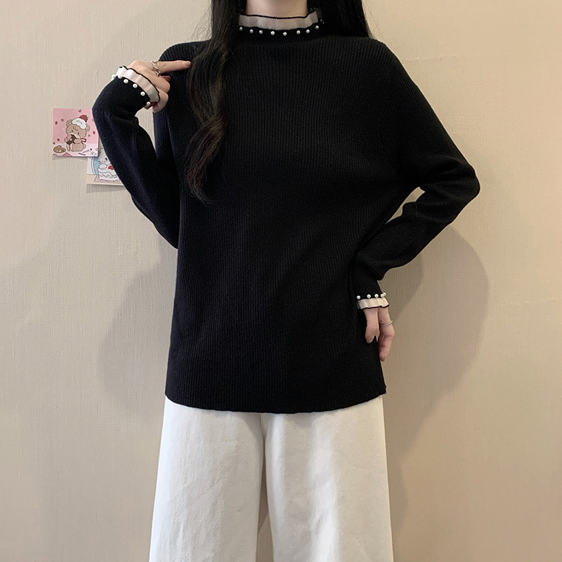 (2개) 플러스 사이즈 여자 2024 가을 | 겨울 새로운 서양식 니트 스웨터 탑 통통녀 느슨한 슬리밍 올 매치 스웨터베이스 셔츠