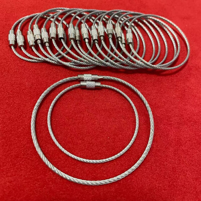 Stainless Steel 201304 316 Pvc-Coated Steel Wire Rope Key Ring Steel Wire Lock Multi-Functional Accessory Key Tag Stainless Steel 201304 316 Pvc-Coated Steel Wire Rope Key Ring Steel Wire Lock Multi-Functional Accessory Key Tag
