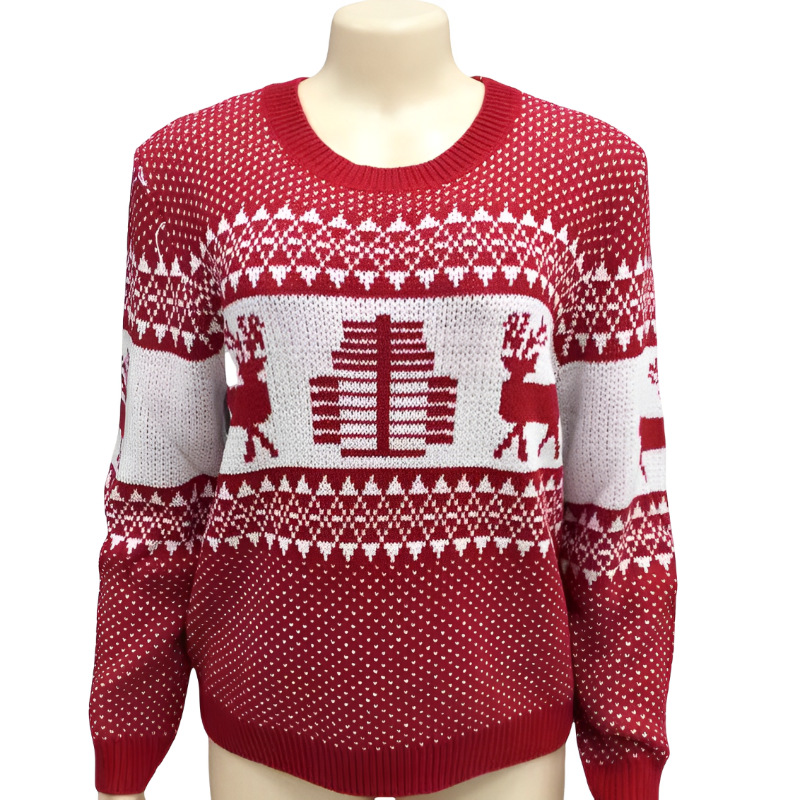 Amazon popular jacquard casual suéter de Navidad estilo perezoso Otoño e Invierno de las mujeres europeas y americanas suéter de punto