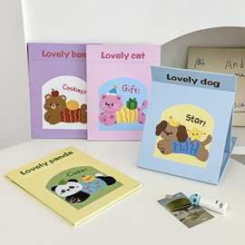 卡通全屏纸镜学生女士铜版折叠立式台镜化妆镜可折叠收纳美妆镜子