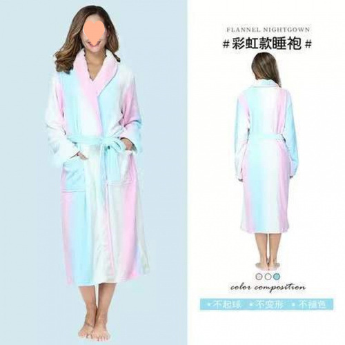 Bathrobe for autumn and winter, thickened warm flannel pajamas, home clothes, thickened lapels, lengthened nightgown