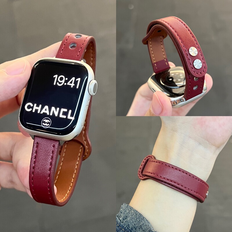 Suitable for Apple Watch Iwatchs10/9 Strap S8/S7/6/5/Se New Ancora Red Double Stud Wristband