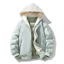 保暖假两件秋冬新款外套男女款潮流百搭情侣装连帽休闲青年学生棉