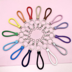Colorful creative woven leather rope keychain card holder pendant exquisite lanyard car keychain men and women manufacturers wholesale