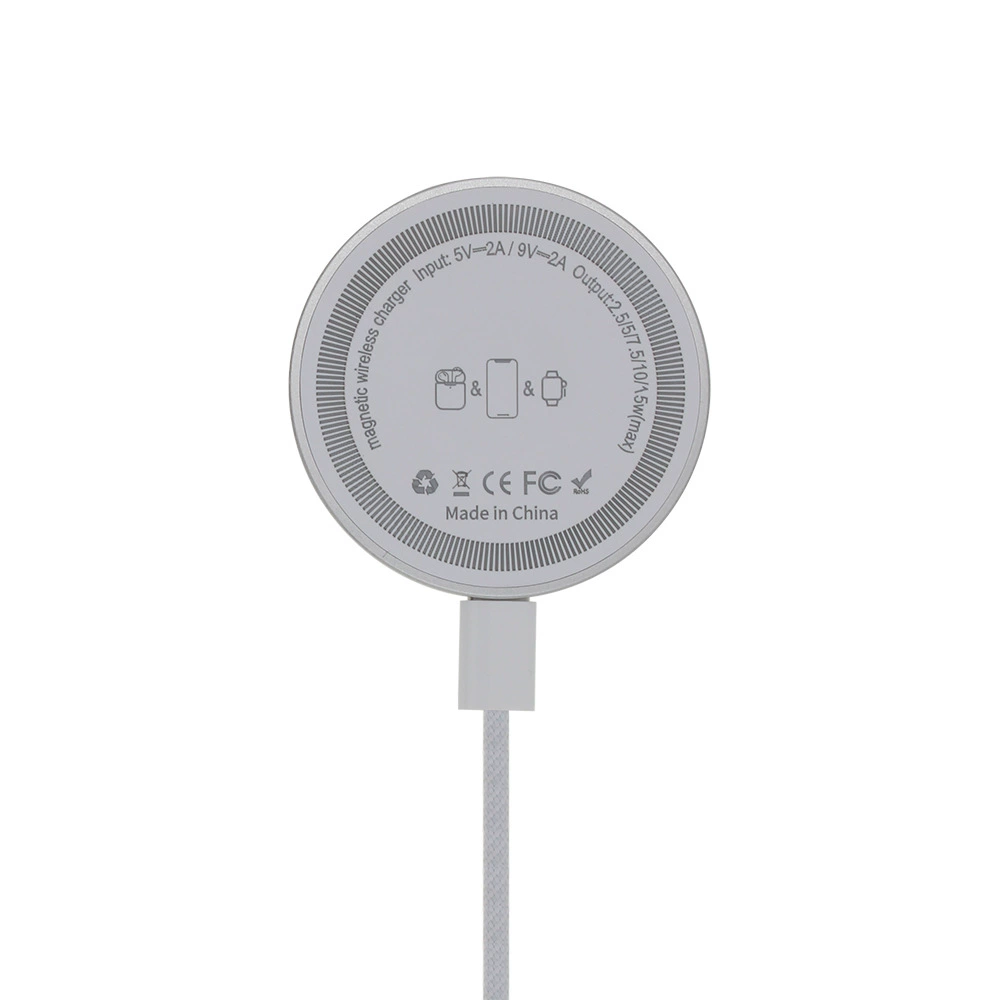 Мини 15 Вт из алюминиевого сплава, быстрая подходит для мобильного телефона Apple, часов, наушников, магнитное беспроводное зарядное устройство «три в одном»
