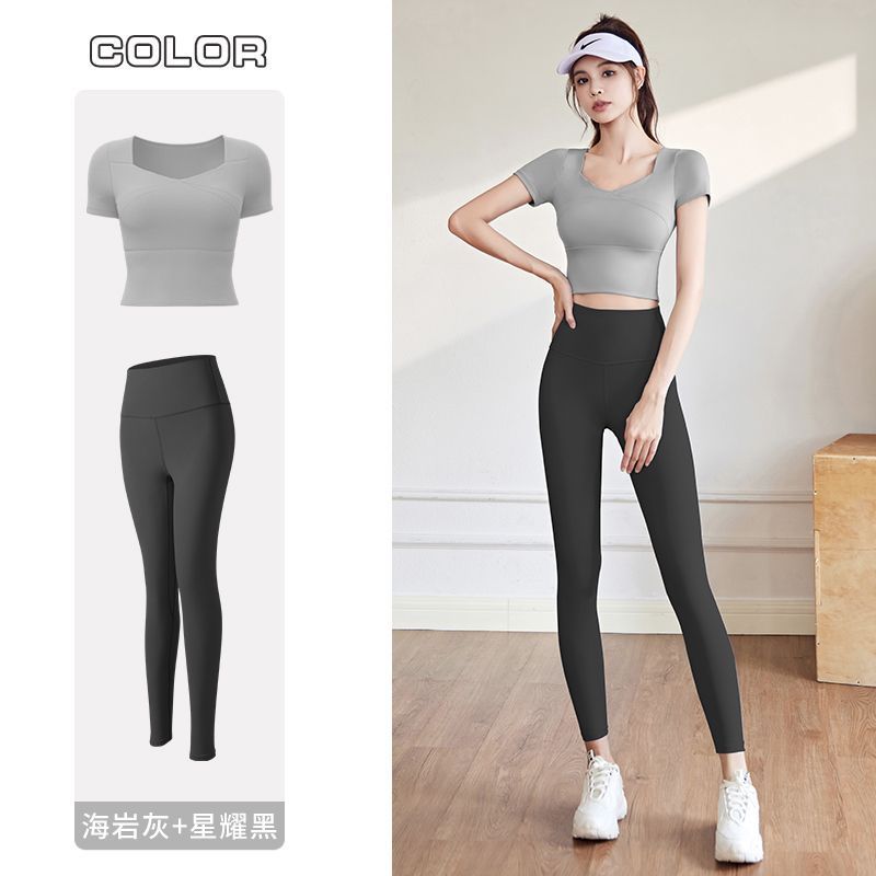 瑜伽服女套装套装女2025新款夏季专业跑步运动上衣普拉提训练健身|undefined