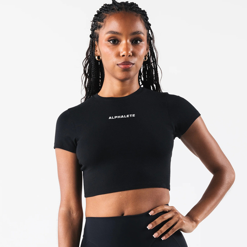 Alphalete's Popular Summer Yoga Tops for Women, Navel-Baring Short-Sleeved Quick-Drying Fitness Clothes, Cross-Border Yoga Clothes Alphalete's Popular Summer Yoga Tops for Women, Navel-Baring Short-Sleeved Quick-Drying Fitness Clothes, Cross-Border Yoga Clothes