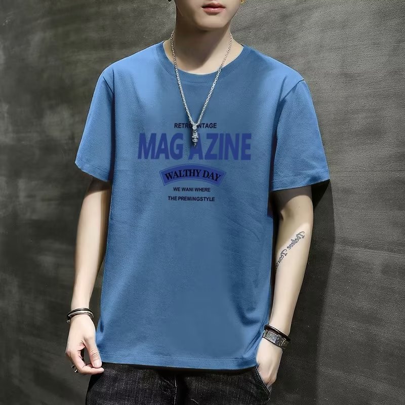Camiseta 2024 nueva marca de moda masculina de manga corta verano más grasa suelta ropa de media manga ropa de verano con sensación de hielo
