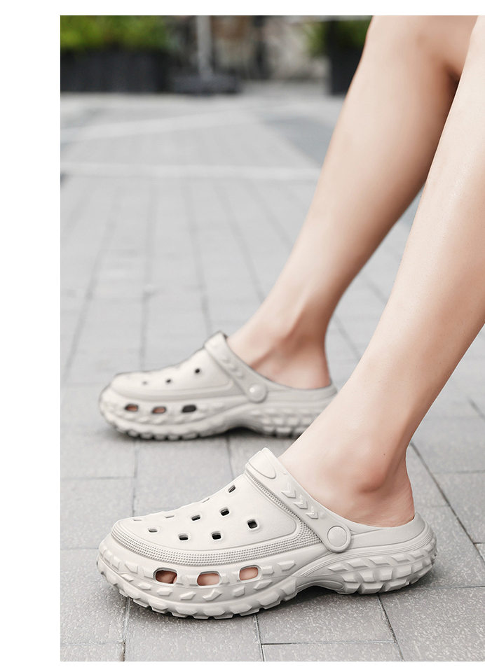 Dép sandal nam bít mũi đế lốp kiểu lỗ thoáng khí, đi biển và sinh hoạt hè — màu kaki, trắng, xám, đen chi tiết 16