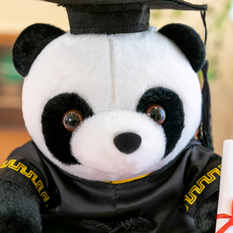 Muñeca de graduación con gorra de doctorado, uniforme, panda, regalo universitario, logo personalizado