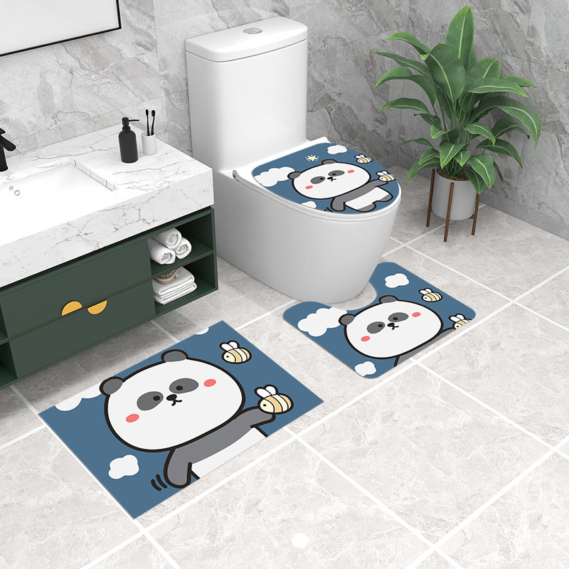 Bathroom mat, absorbent floor mat, household carpet, cartoon toilet, U-shaped foot mat, anti slip washbasin entrance_voghion.com
