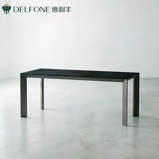 拉米娜岩板太空黑锐朗餐桌德利丰岩板黑武士餐桌意式极简高端桌子