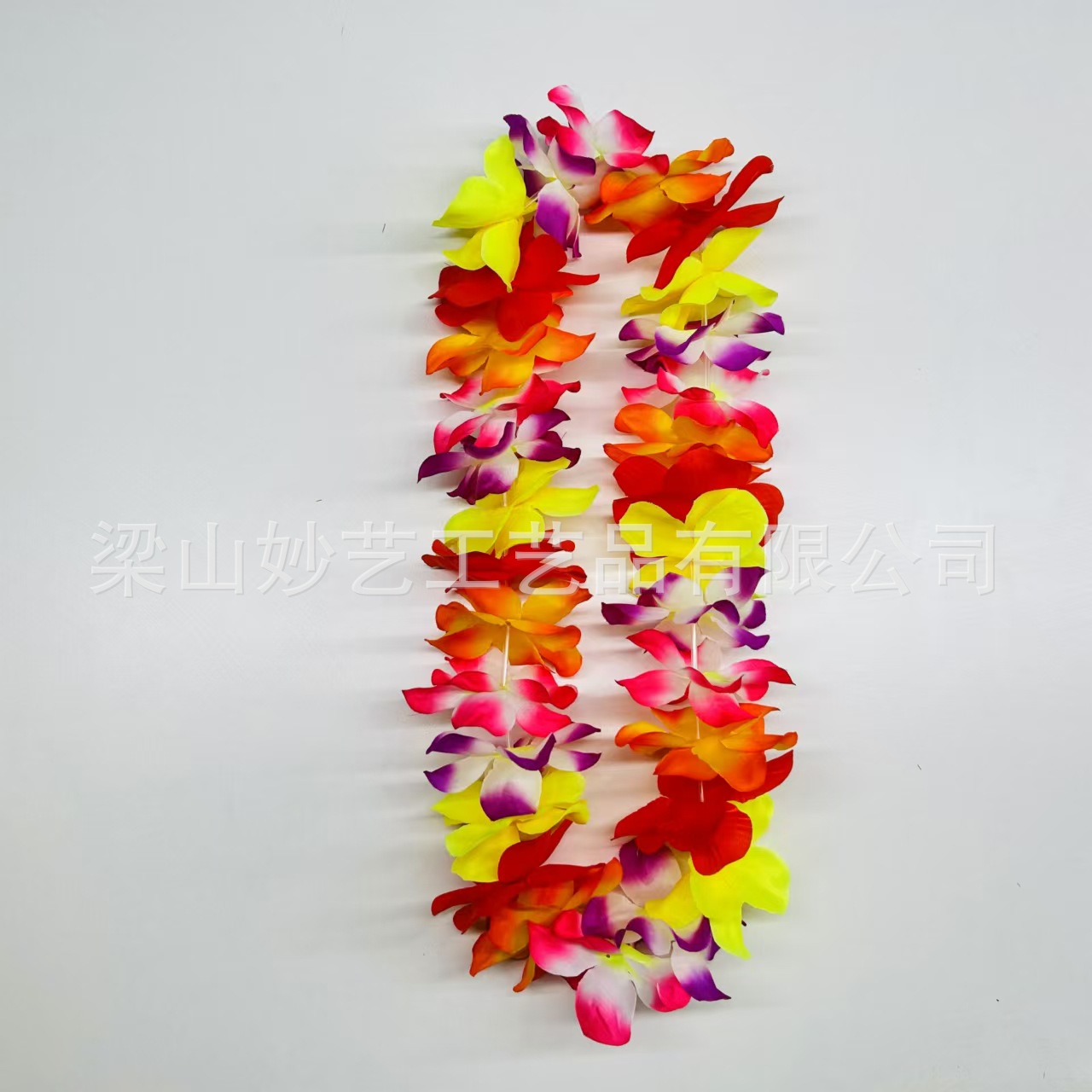 Nuevo espectáculo de danza de fiesta transfronteriza guirnalda de 11 cm de tela de poliéster hawaiana guirnalda de color de cuello de flor artificial