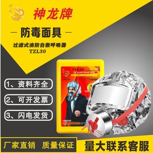 Shenlong brand gas mask TZL30 filter fire self-rescue respirator yellow box fire escape mask silicone