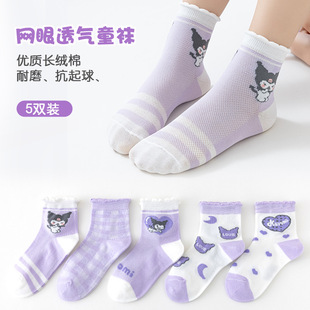 Children's socks spring and summer girls' coolomi cartoon socks female baby Princess lace anti-Pilling mesh cotton socks wholesale