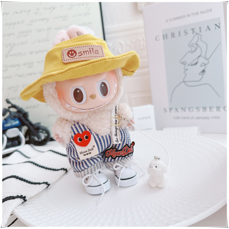 labubu娃衣拉布布衣服挂件个性条纹爱心背带裤牛仔帽装扮宠物挂件|undefined