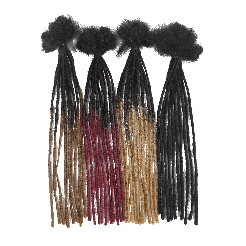 Rastas de cabello humano real, rastas africanas de reggae hechas a mano, rastas de cabello humano de 0.2 cm