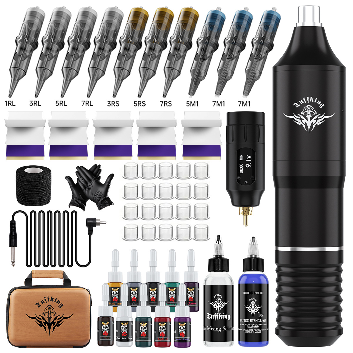 Venta caliente transfronteriza TK herramienta de equipo de tatuaje pluma de tatuaje juego de máquina de tatuaje fuente de alimentación inalámbrica punción herramienta de tatuaje