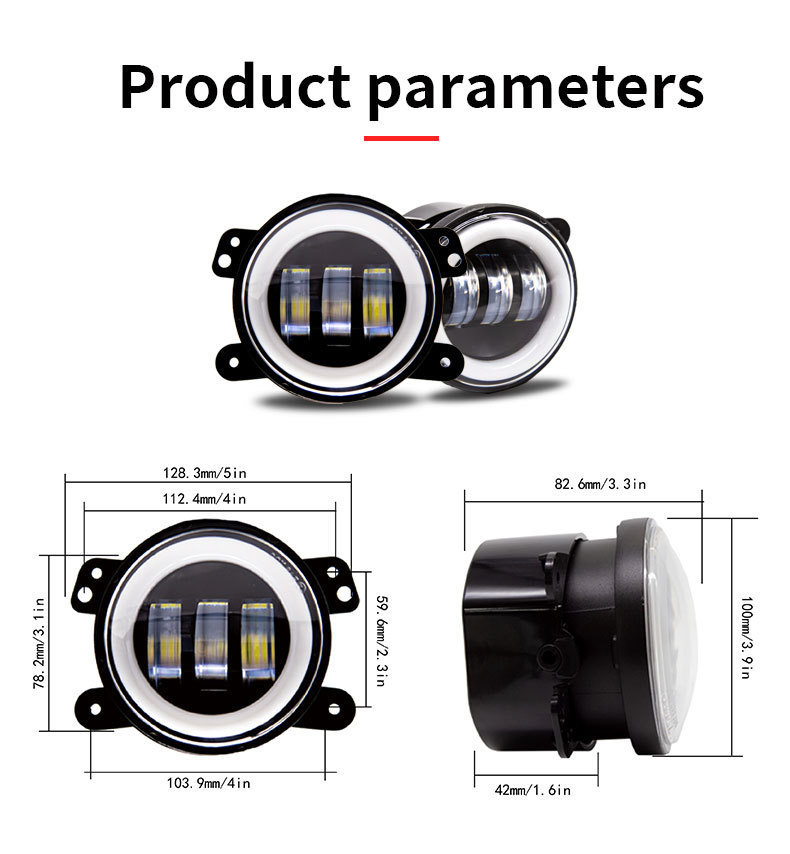 Cross-Border 4inch Fog Lights for Jeep Wrangler Headlight Modification, J-Eep Jk, Bj212 Car Fog Lights, Led Spotlights