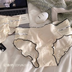 奶油田園風麻花內褲女士中腰a類純棉襠透氣女生透氣內褲女