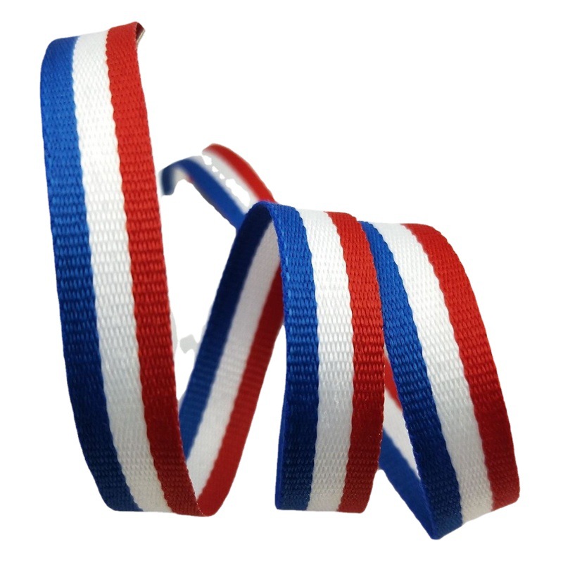 Un gran número de en stock de color rojo, blanco y azul a rayas banda de medalla cinta de color mezclado ropa zapatos y sombreros accesorios de bricolaje cinta de tres colores