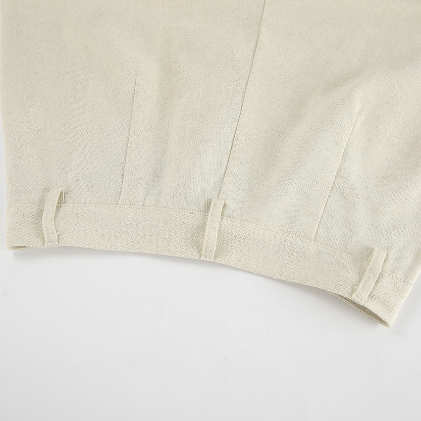 Ropa de mujer Traje casual de moda de verano de algodón y lino de color puro chaleco suelto sexy sin mangas pantalones versátiles traje simple de dos piezas_voghion.com