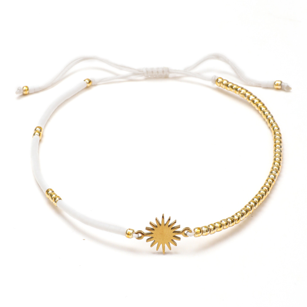 Holiday, Daily Occasion Glass, Seed Bead, rope Material Sun Pattern Bohemian Sun Glass Seed Bead Rope Wholesale Drawstring Bracelets