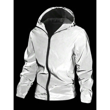 B 44037 Silver Reflective Hooded Windbreaker ����������ñ��