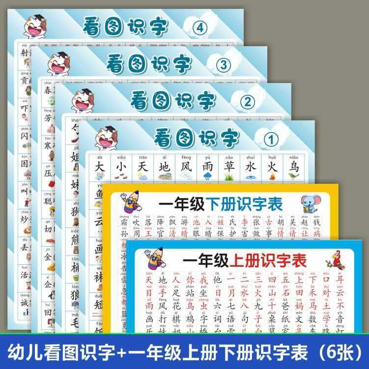 儿童宝宝看图识字挂图幼儿园小孩启蒙早教认字汉字表学习墙贴|undefined