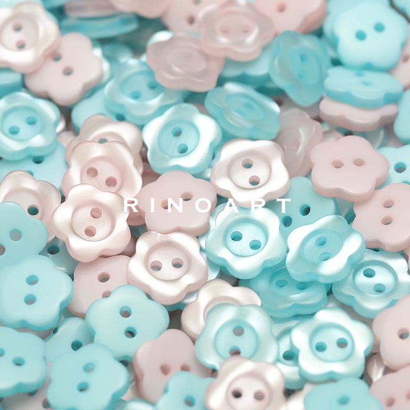 Ruonai [Color Can Be Customized] Two-Eyed Plum Blossom Pearlescent Shirt Buttons Knitted Cardigan Children's Sleeve Collar Resin Buttons