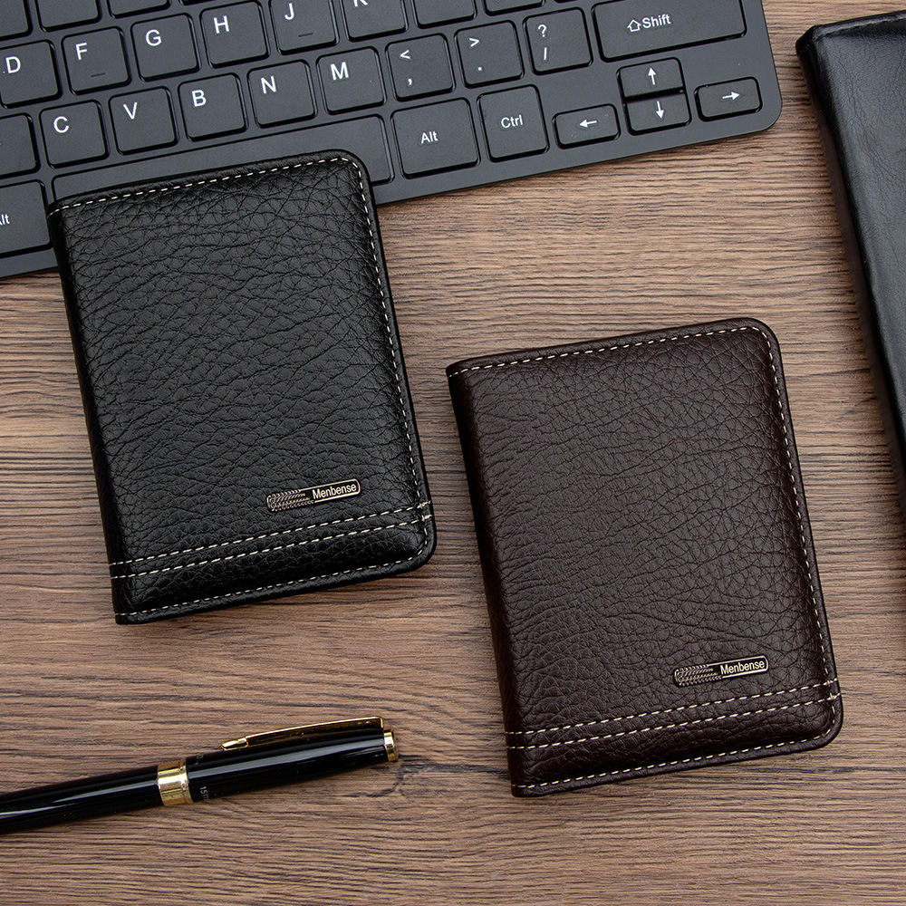 Fashionable and Simple Vertical Style Foreign Trade Dollar Wallet with Multiple Card Slots, Card Holder, Dollar Wallet, Men's Business Small Leather Wallet
