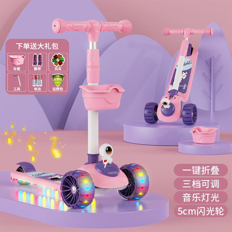 Niños de scooter con asiento plegable 2-6-10 años de edad niños y niñas tres en uno scooter con pedal
