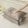 High pillow single side-Flower silk pillow gray