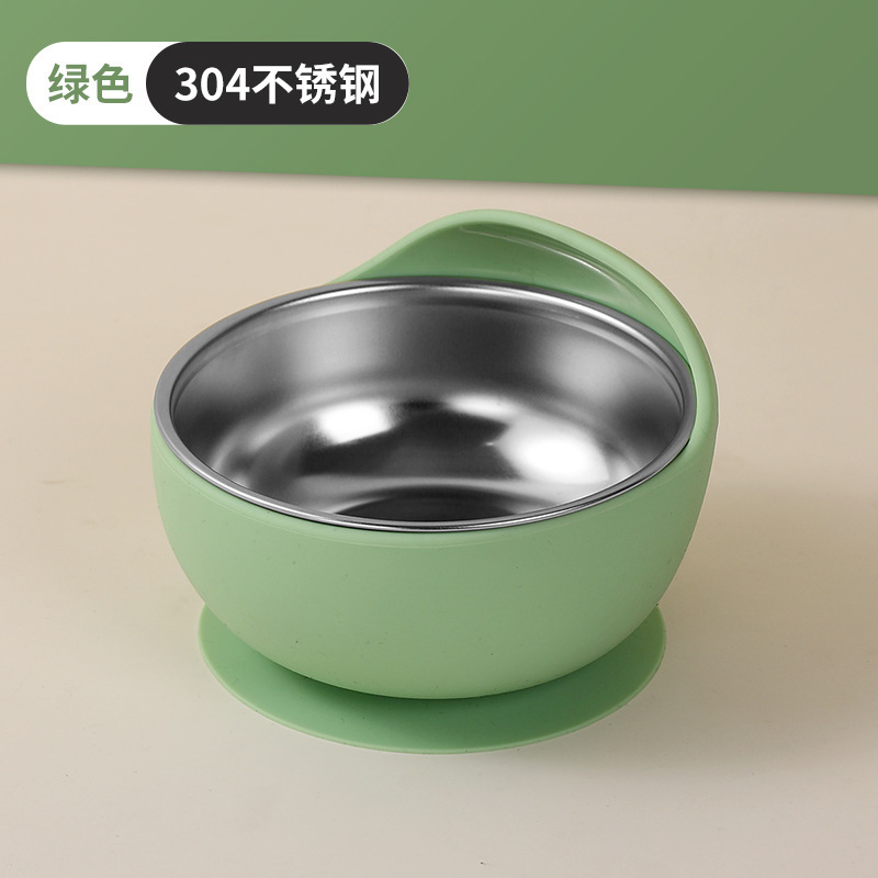 子供用食事皿ステンレス304家庭用吸盤式取り外し可能幼稚園円形分格皿パーマ防止蒸煮可能|undefined