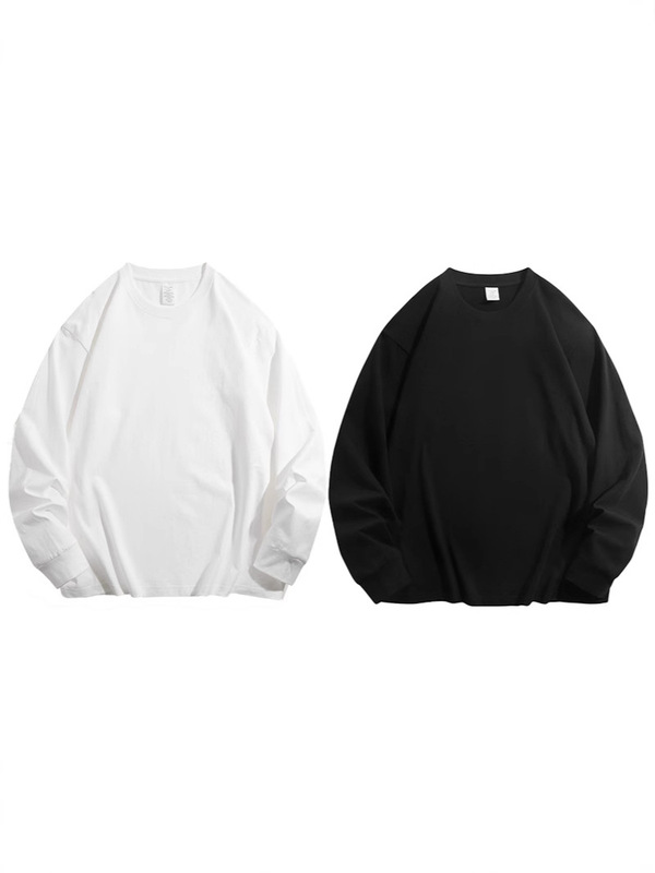 Lktmメンズ # 純綿長袖tシャツメンズ丸首ゆったり潮日系インナーカジュアル上着プルオーバー|undefined
