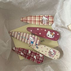 秋季红色系格子猫咪水滴发夹日系甜美碎发少女风刘海发卡发饰批发
