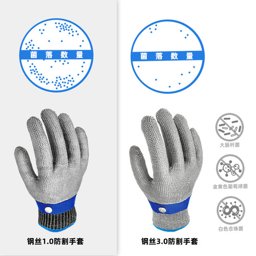 Steel wire gloves 2.0 American standard grade 9 slaughtering kitchen chainsaw gloves anti-cut gloves anti-bacterial anti-cut food grade gloves