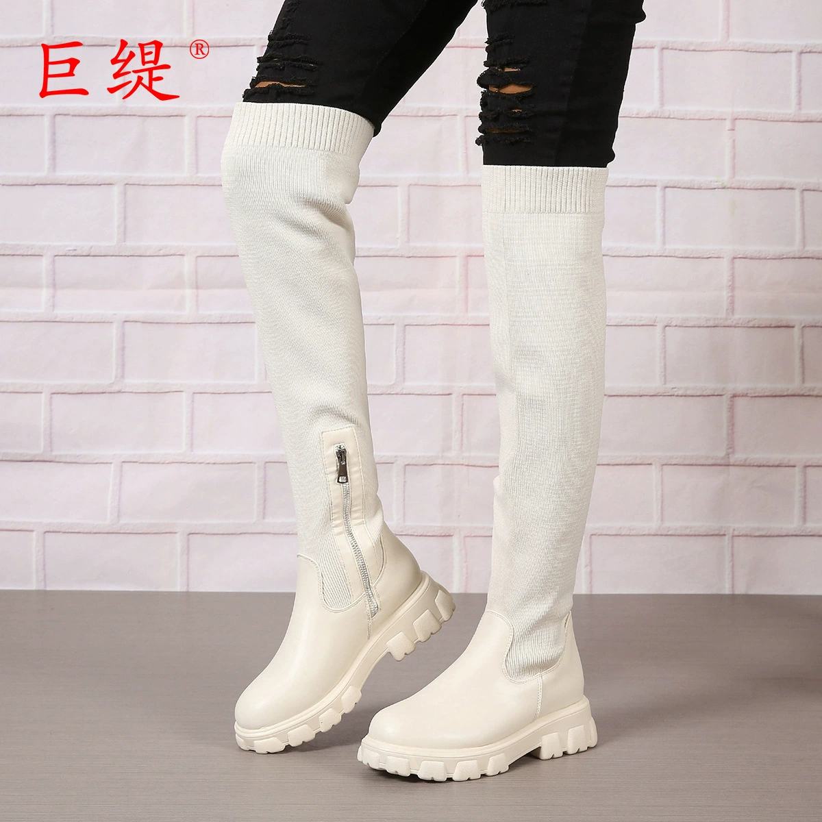 Jedi 2024, осенне-зимние новые экспортные сапоги выше колена большого размера, WISH Amazon, длинные женские кожаные сапоги в европейском и американском стиле