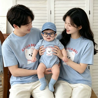 亲子装一家三口夏高级感母女母子装夏季薄款超萌宝宝短袖连体衣潮